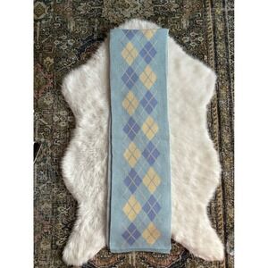 Light Blue Argyle Knit Scarf